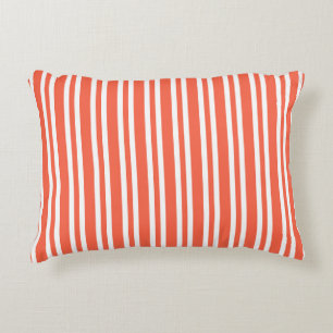 Coral White Stripes Seamless Pattern Accent Pillow