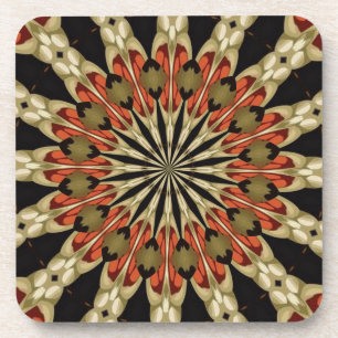 Coral With Coffee and Cream Mandala Coaster