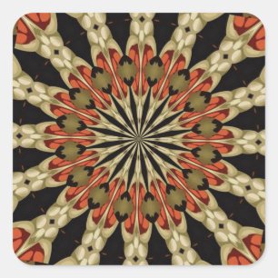 Coral With Coffee and Cream Mandala Square Sticker