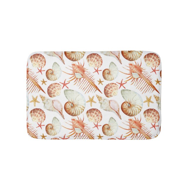 Coral With Shells And Crabs Pattern Bath Mat (Front)
