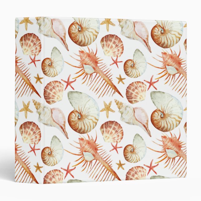 Coral With Shells And Crabs Pattern Binder (Front/Spine)
