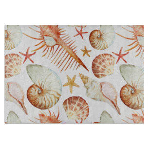Coral With Shells And Crabs Pattern Cutting Board