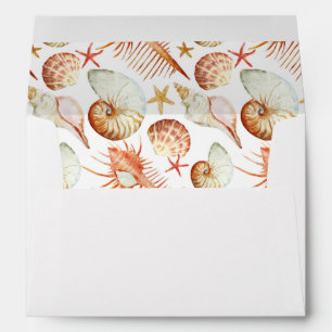 Coral With Shells And Crabs Pattern Envelopes