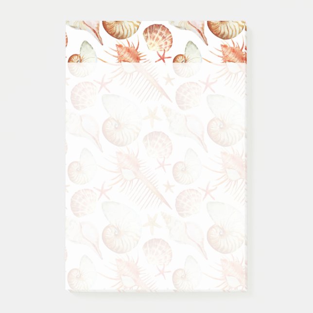 Coral With Shells And Crabs Pattern Post-it Notes (Front)