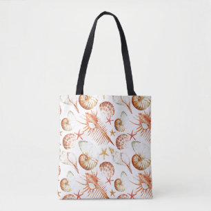 Coral With Shells And Crabs Pattern Tote Bag