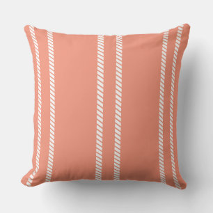 Coral with Stripes Throw Pillow