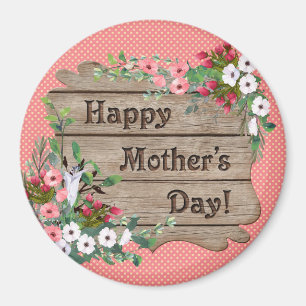 Coral with White Dots Floral Mother's Day Magnet