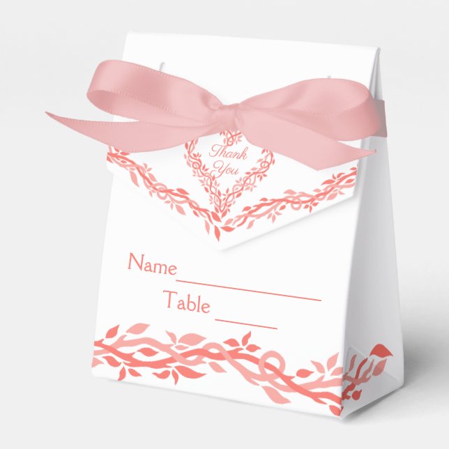 Coral Woodsy Wedding Creative Escort Place Card Favor Box (Front Side)