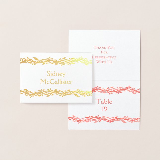 Coral Woodsy Wedding Place Card Escort Seating (Display)