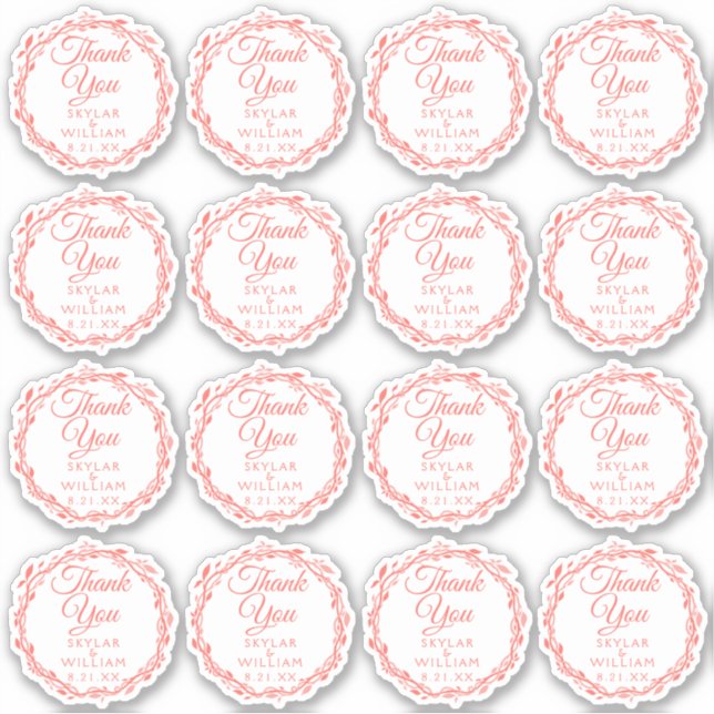 Coral Woodsy Wedding Thank You Contour Vinyl (Front)
