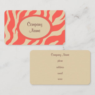 Coral Zebra Print Business Card