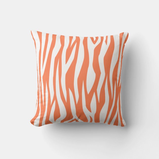 Coral Zebra Print Throw Pillow (Front)