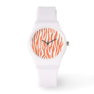 Coral Zebra Print Watch