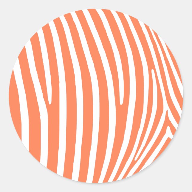 Coral Zebra Stripes Classic Round Sticker (Front)