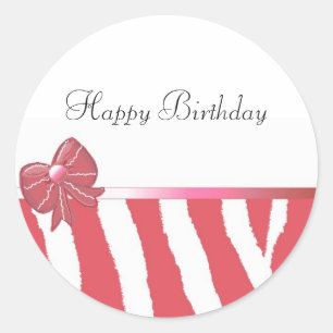 Coral Zebra Stripes With Bow Classic Round Sticker
