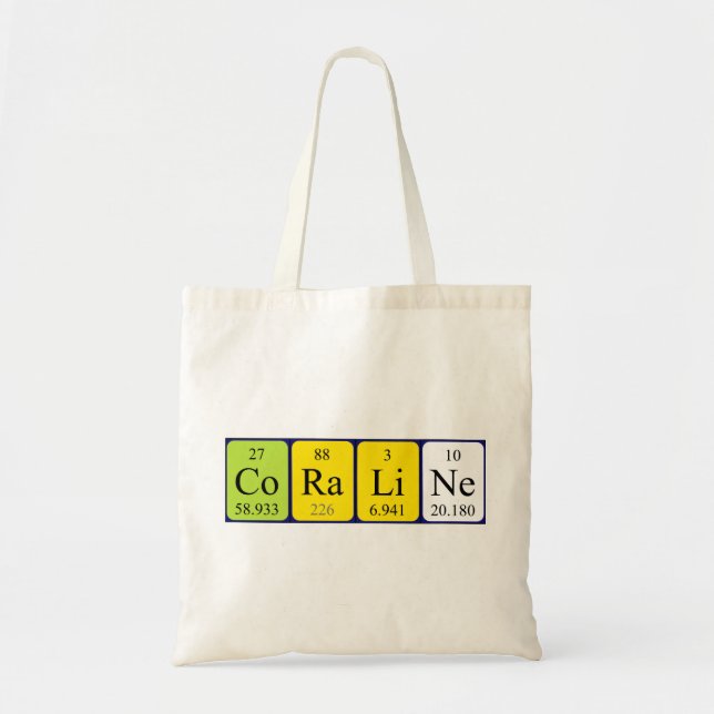 Coraline periodic table name tote bag (Front)
