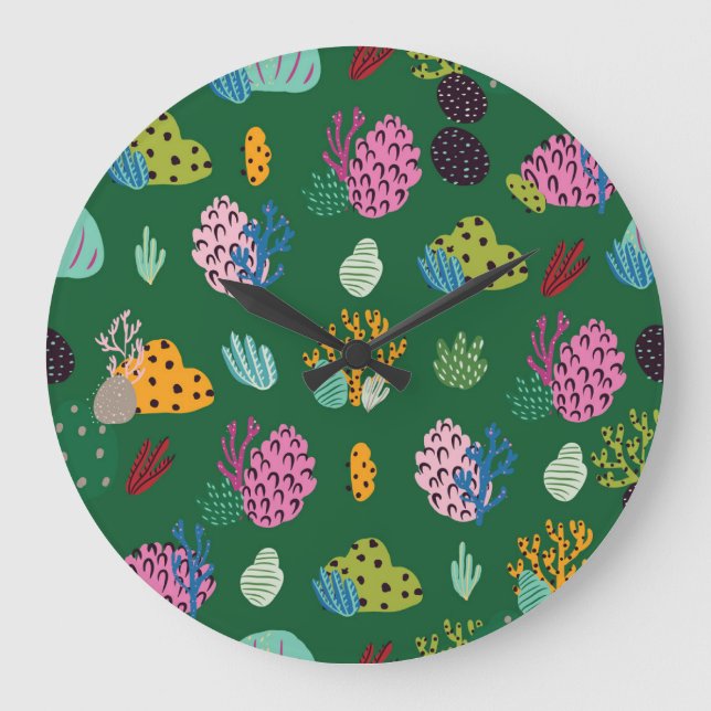 Corals & Sea Plants: Underwater Pattern Large Clock (Front)