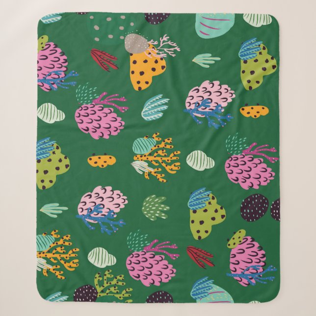 Corals & Sea Plants: Underwater Pattern Sherpa Blanket (Front)