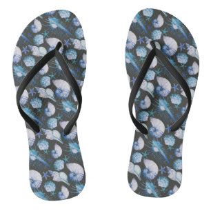 Corals With Shells Pattern Flip Flops