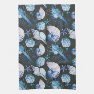 Corals With Shells Pattern Kitchen Towel