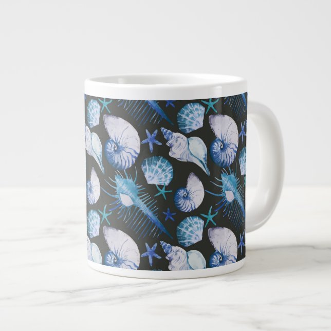 Corals With Shells Pattern Large Coffee Mug (Front Right)