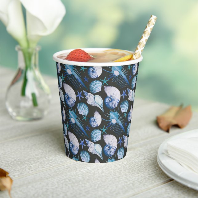 Corals With Shells Pattern Paper Cups (Insitu)