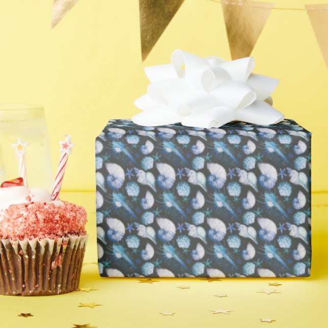 Corals With Shells Pattern Wrapping Paper (Birthday Party)
