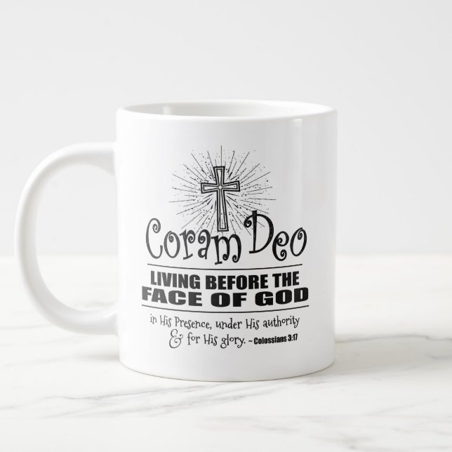 "Coram Deo" 20 oz JUMBO Mug (Black) (Left)