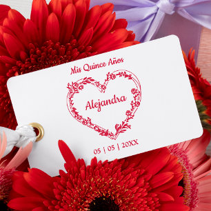 Corazón de Ramitas & Flores Silvestres para Quince Rubber Stamp
