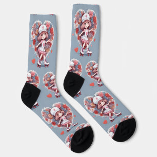 corazones pattern socks