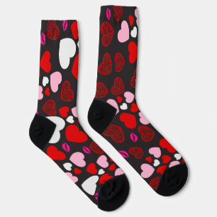 corazones pattern socks