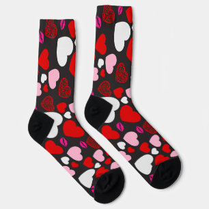 corazones pattern socks