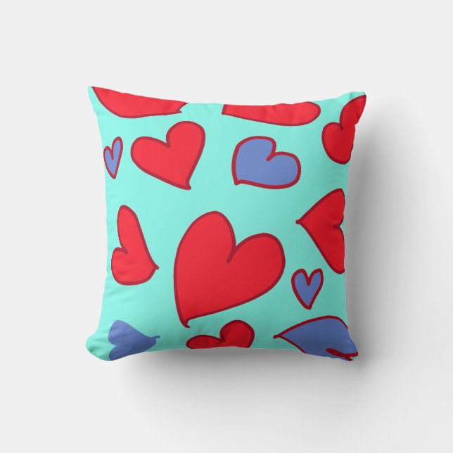 corazones retro throw pillow (Front)