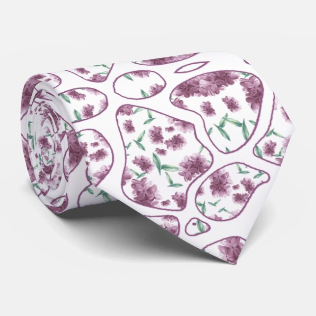 Corbata con manchas de flor jazmín tie (Rolled)