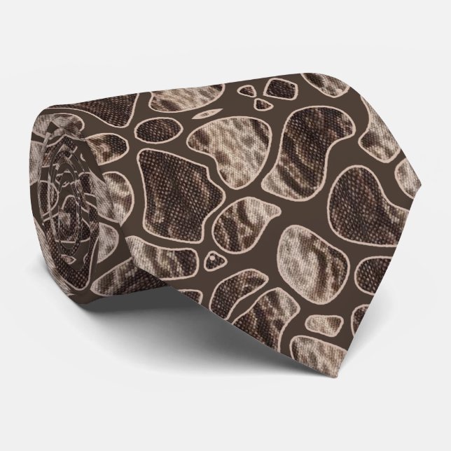 Corbata con manchas de serpiente marrón tie (Rolled)