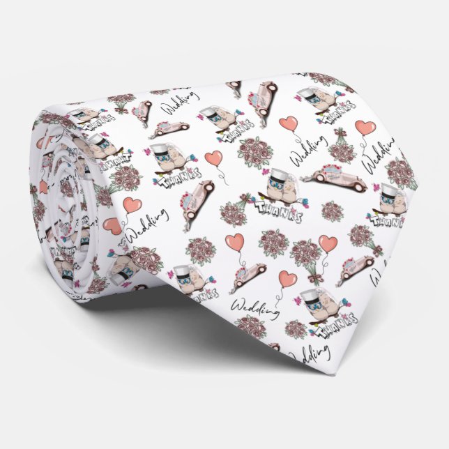 Corbata de Boda con pájaros de novios Tie (Rolled)