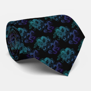Corbata elegante con dragón en multicolor tie