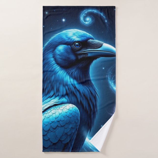 Corbeau bleu cosmique (Serviette de bain)