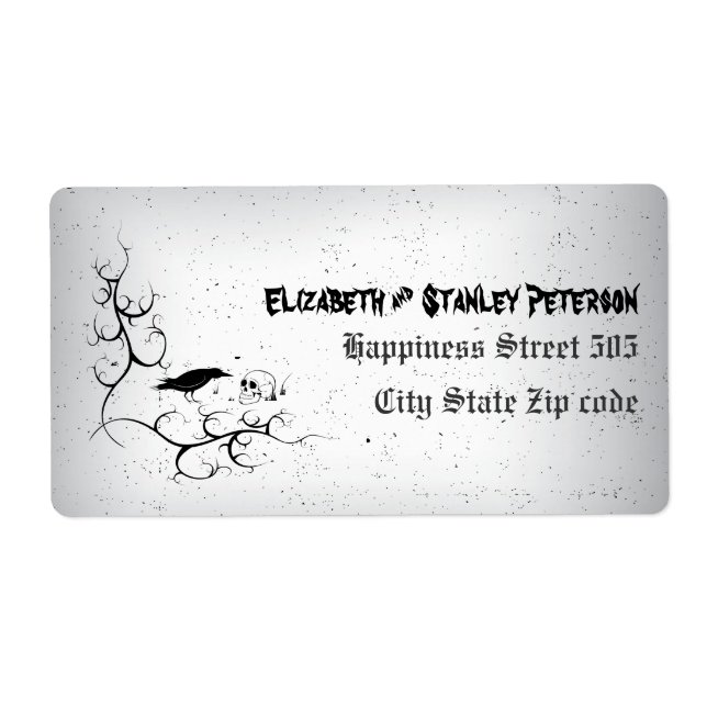 Corbeau, crâne et coin orné mariage gothique (Devant)