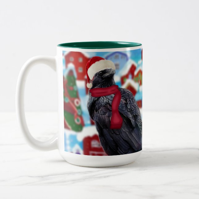 Corbeau de Noël tout décoré Café tasse (Gauche)