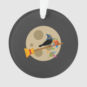 Corbeau de sorcière sur un balai de profusion de b