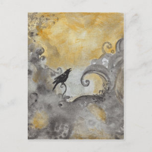 Corbeau en Orange carte postale abstraite