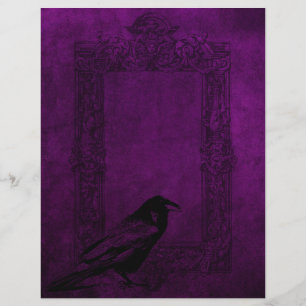 Corbeau et cadre Purple Gothique Halloween Papier