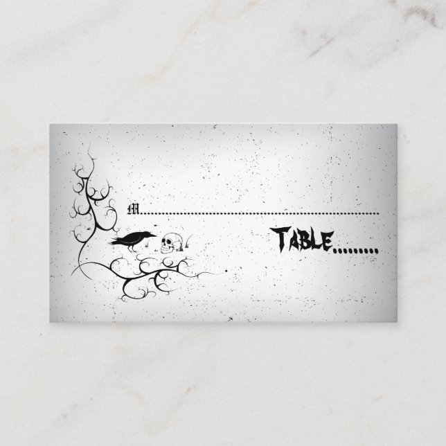 Corbeau et crâne Carte d'escorte mariage gothique (Devant)