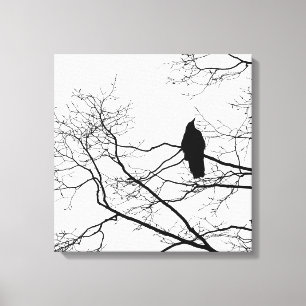 Corbeau gothique sur une branche d'arbre toile d'a