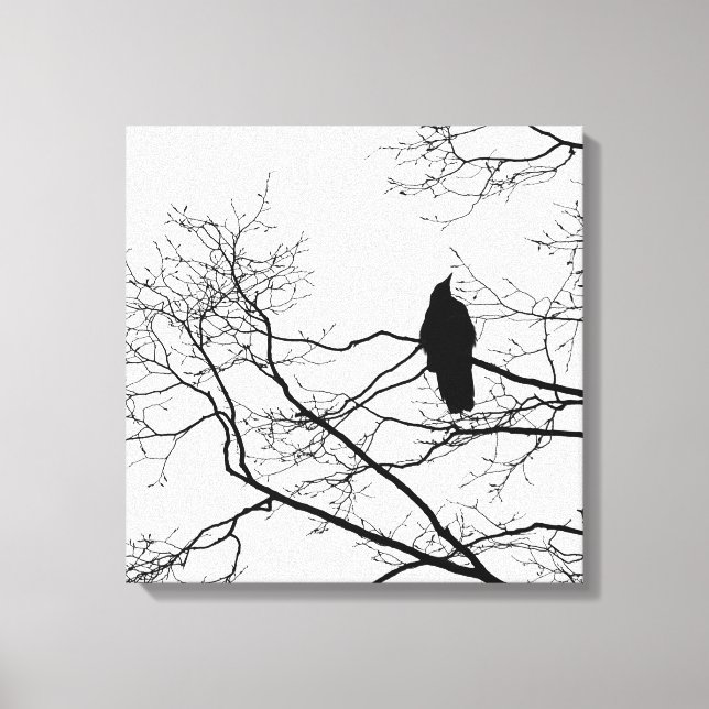 Corbeau gothique sur une branche d'arbre toile d'a (Recto)