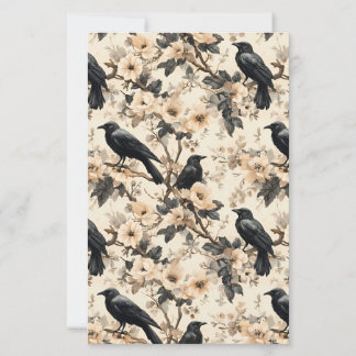 Corbeau motif corneille arbres floraux Feuille de