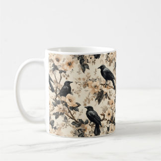 Corbeau motif croix fleurs Mug