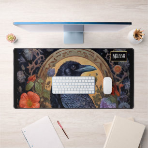 Corbeau noir avec fleurs Design gothique