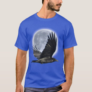 Corbeau noir volant et T-shirt Pleine lune